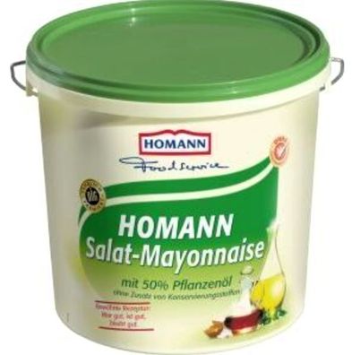 Homann Salat Mayonnaise mit 50 Prozent Pflanzenöl im Eimer 5000g