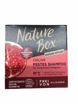 Nature Box Color Festes Shampoo mit GranatApfel-Öl 85g, Ideal für die Reise.