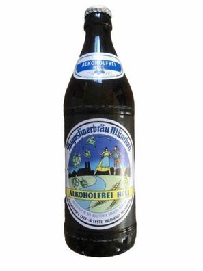Augustiner Lagerbier Hell Alkoholfrei - Mehrweg-Pfand - 20x 0,50 Liter Flasche