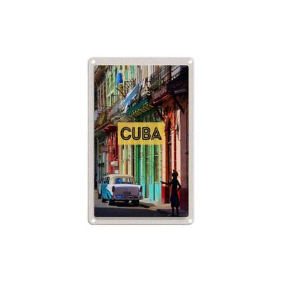 Blechschild 18x12 cm - Cuba Karibik Oldtimer Haus Gasse