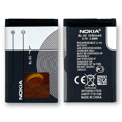 Original Nokia BL-5C Akku Für Nokia 1110/1200/1600/2600/3310/6030/6600/ N70 1020mAh