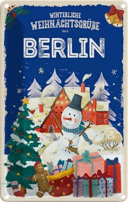 vianmo Blechschild 20x30 cm Weihnachtsgrüße aus BERLIN