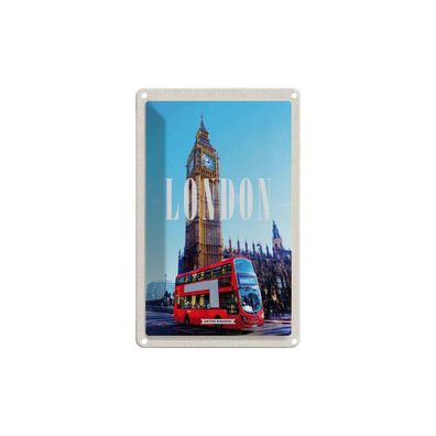 Blechschild 18x12 cm - London Red Bus Roter Bus Big Ben