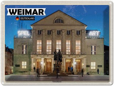 Blechschild 30x40 cm - Weimar Nationaltheater Mittelalter