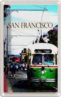 Blechschild 20x30 cm - San Francisco Menschen Straßenbahn