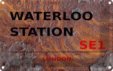 vianmo Blechschild 20x30 cm gewölbt England Waterloo Station SE1