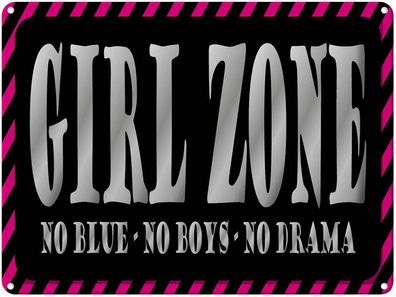 vianmo Blechschild 30x40 cm gewölbt Männer Frauen Girl Zone no blue no boys no