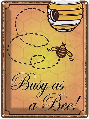 Blechschild 30x40 cm - Busy as a bee Biene Honig Imkerei