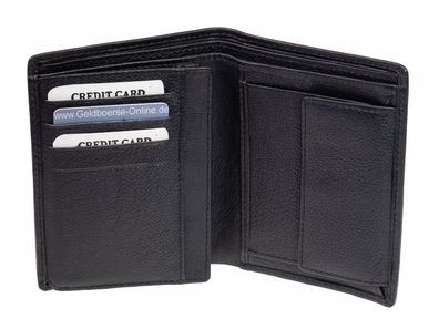 GO Geldbörse mit RFID Schutz Leder Geldbeutel Portemonnaie Schwarz Hochformat