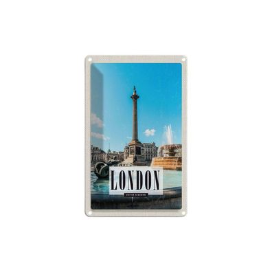 Blechschild 18x12 cm - London Uk Brunnen Trafalgar Square