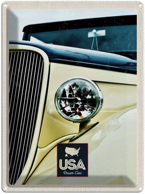 Blechschild 30x40 cm - Amerika Oldtimer beige Lampe