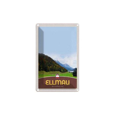 Blechschild 18x12 cm - Ellmau Österreich Natur Wälder