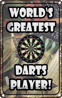 vianmo Blechschild 20x30 cm gewölbt Sport Hobby World´s greatest Darts Player
