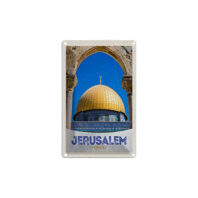Blechschild 18x12 cm - Jerusalem Israel Tempel Gold