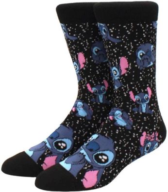 Stitch Schwarze Lustige Socken - Lilo & Stitch 360° Disney Hero Motiv-Socken