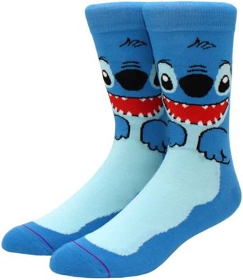 Happy Stitch Blaue Lustige Socken - Lilo & Stitch 360° Disney Hero Motiv-Socken