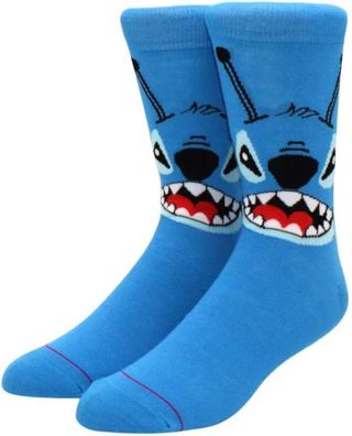 Bösse Stitch Blaue Lustige Socken - Lilo & Stitch 360° Disney Hero Motiv-Socken
