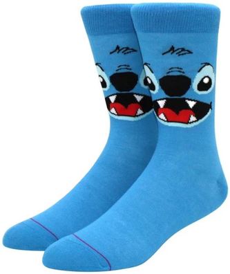 Happy Stitch Blaue Lustige Motivsocken - Lilo & Stitch 360° Disney Hero Motiv-Socken