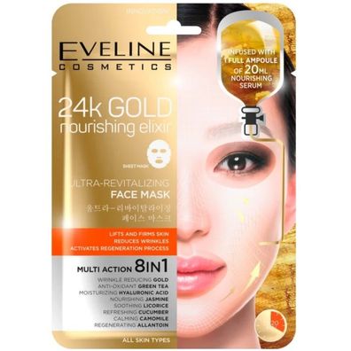 Eveline 24k Gold Nourishing revitalisierende 8-in-1 Blatt Maske 20ml