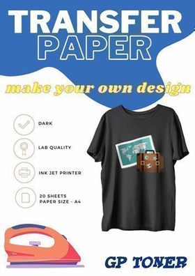 Transferpapier T-Shirt Textilfolie Bügelfolie für Dunkle Stoffe A4