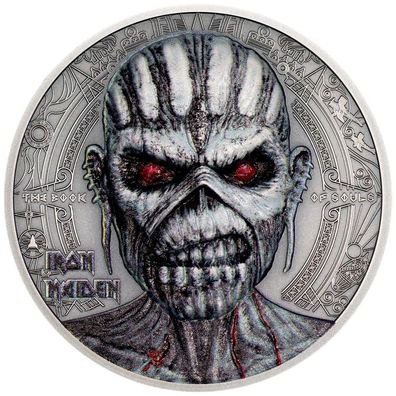 2 oz Iron Maiden The Book of Souls Silbermünze 2024 Cook Island Antik Finish