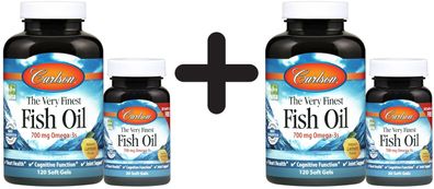 2 x The Very Finest Fish Oil, 700mg Natural Lemon - 120 + 30 softgels