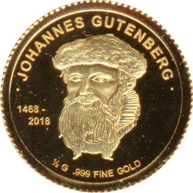 Mali 100 Francs 2018 Johannes Gutenberg Gold