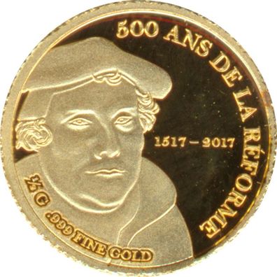 Guinea 1000 Francs 2017 PP 500 Jahre Reformation Gold