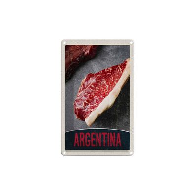 Blechschild 18x12 cm - Argentinien Steak Fleisch Kuh Rind