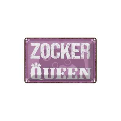 Blechschild 18x12 cm - Zocker Queen Gamer