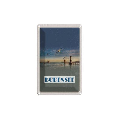 Blechschild 18x12 cm - Bodensee Deutschland Strand See Möwe