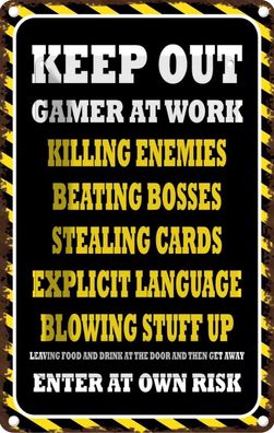 Blechschild 20x30 cm - Keep Out Gamer At Work Killing