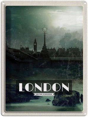 vianmo Blechschild 30x40 cm gewölbt England London UK Vintage Nacht