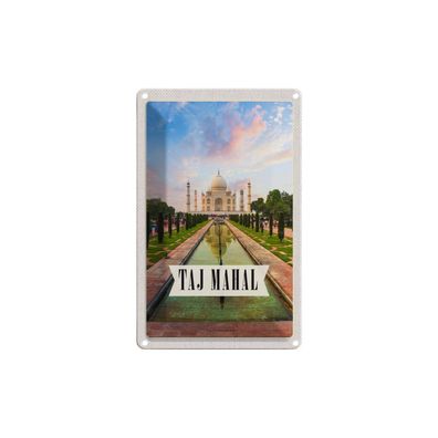 Blechschild 18x12 cm - Indien Taj Mahal Agra Garten Bäume