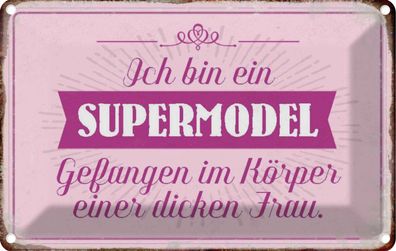 Blechschild 20x30 cm - Supermodel Im Körper Dicker Frau