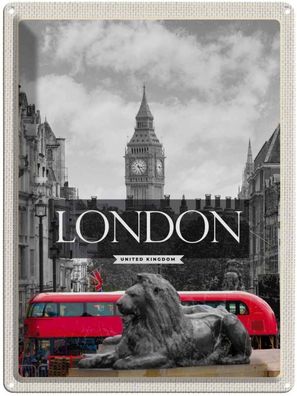 Blechschild 30x40 cm - London England Big-Ben Schwarz Weiß