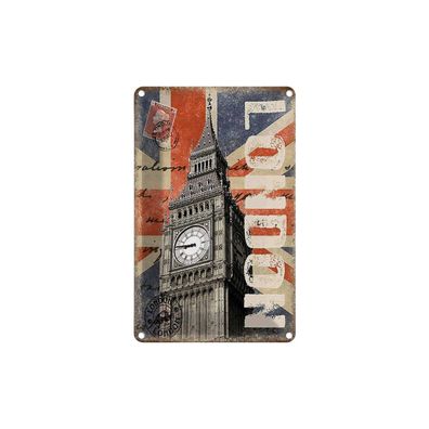 Blechschild 18x12 cm - London Big Ben Berühmter Uhrturm
