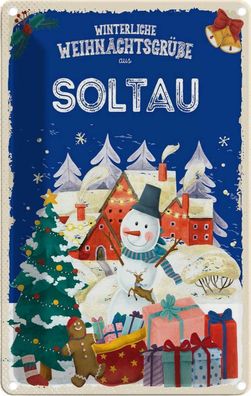 vianmo Blechschild 20x30 cm Weihnachtsgrüße aus SOLTAU