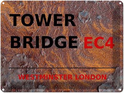 Blechschild 30x40 cm - London Westminster Tower Bridge Ec4