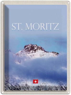 Blechschild 30x40 cm - St. Moritz Aussicht Auf Berg Spitze
