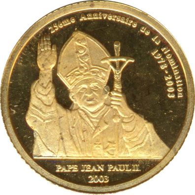 Kongo 20 Francs 2003 Papst Johannes Paul II Gold