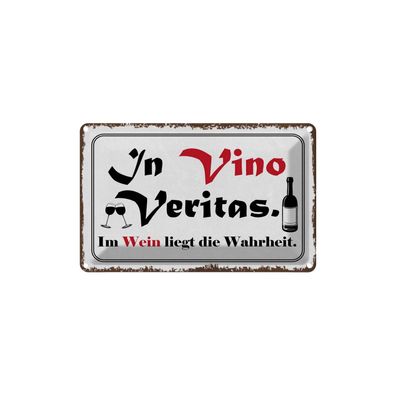 vianmo Blechschild 18x12 cm gewölbt Essen Trinken in Vino Veritas Wein Wahrheit