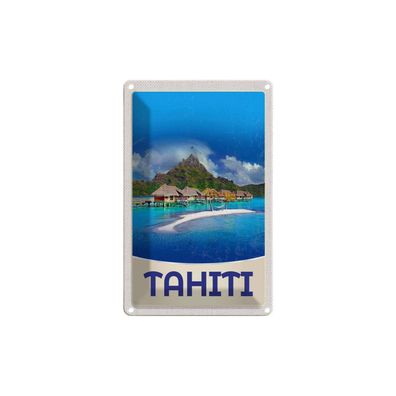 Blechschild 18x12 cm - Tahiti Insel Amerika Sonne