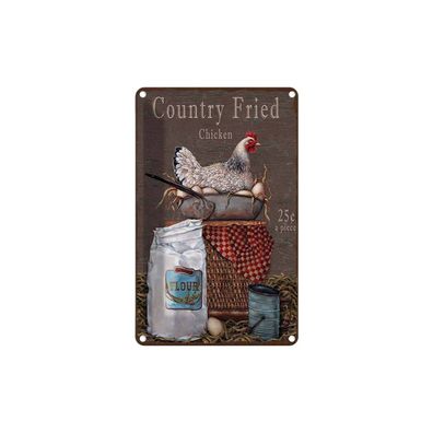vianmo Blechschild 18x12 cm gewölbt Dekoration Huhn country Fried Chicken