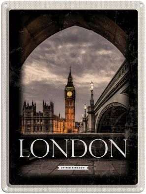 vianmo Blechschild 30x40 cm gewölbt England London UK Big Ben Nacht Retro