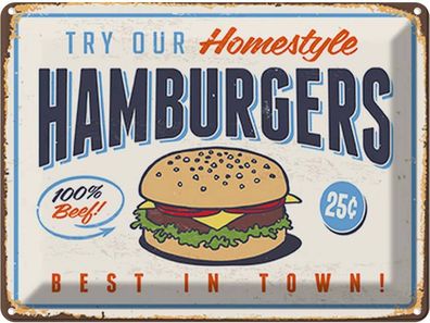 vianmo Blechschild 30x40 cm gewölbt Essen Trinken hamburgers best in town