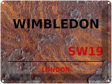 Blechschild 30x40 cm - London Wimbledon Sw19 Rust