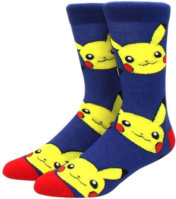 Pikachu 360° Lustige Blaue Socken - Nintendo Pokemon Manga Motiv-Socken Heroes Socken