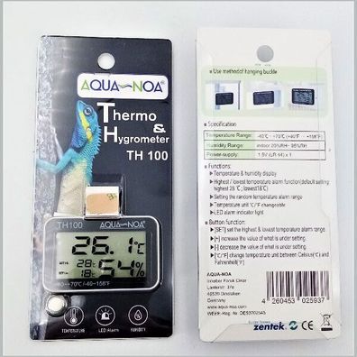 Terraristik - Thermometer & Hygrometer mit LED Alarmfunktion TH100 - AQUA-NOA