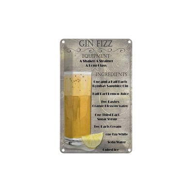 Blechschild 18x12 cm - Gin Fizz Equipment ingredients